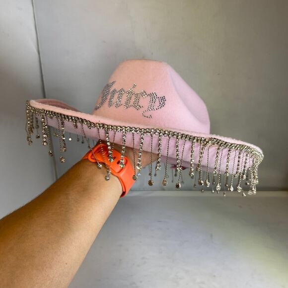 Juicy Couture Rare Pink Rhinestone  Western Cowboy Hat - Picture 4 of 6